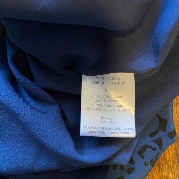 Theory Jaysa Blue and Black Leopard Print Silk Dress Size 4 - Picture 9 of 11